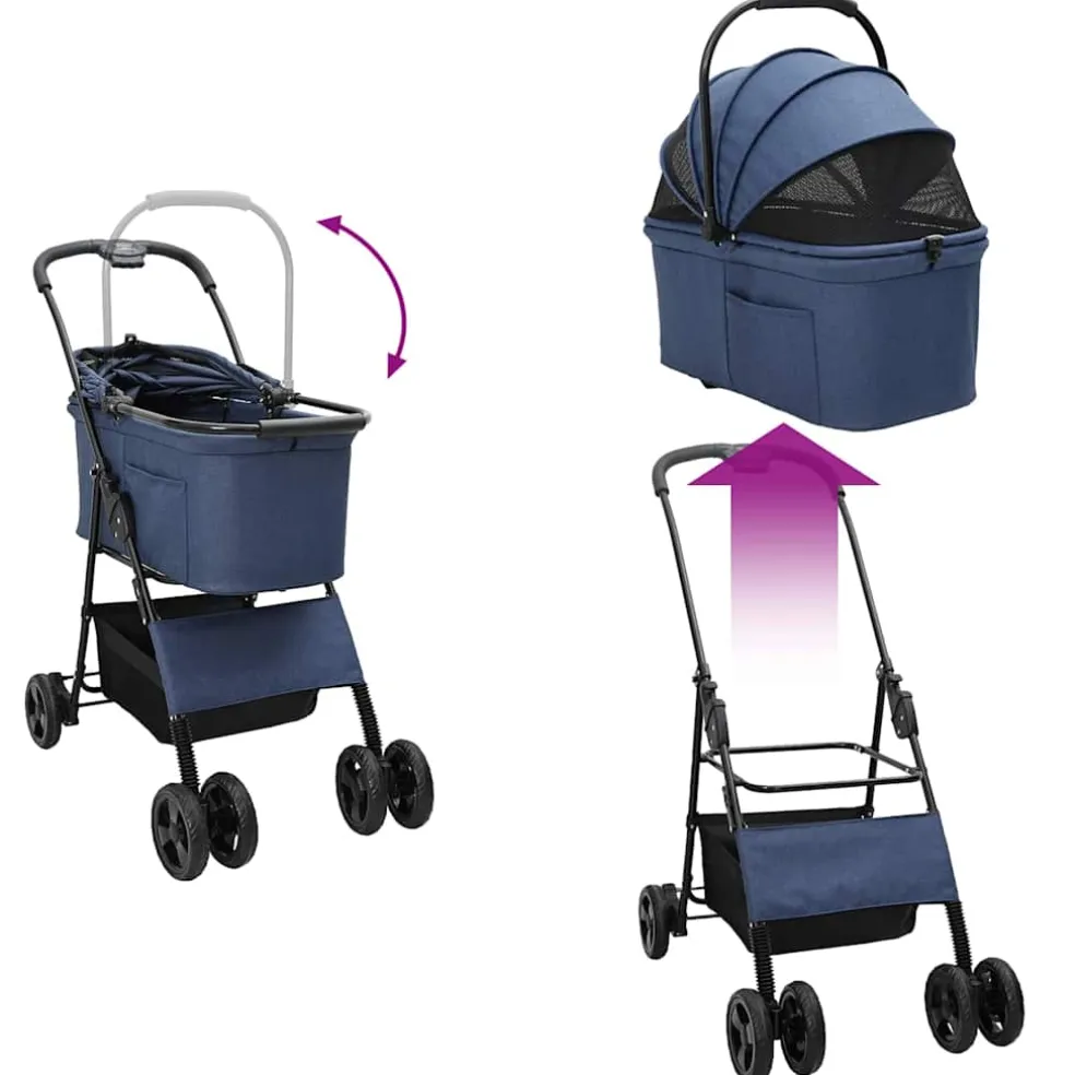 vidaXL Opvouwbare Huisdierenwagen Blauw 78 x 54 x 101 cm Polyester