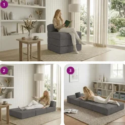vidaXL Opvouwbare slaapbank Lichtgrijs 70 x 60 x 63 cm Stof