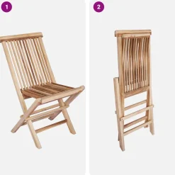 vidaXL Opvouwbare Tuinstoel 2 st Naturel Massief Teakhout