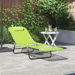 vidaXL Opvouwbare zonnebed Groen 182 x 55 x 85,5 cm Textileen