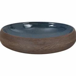 vidaXL Opzetwasbak ovaal 59x40x15 cm keramiek bruin en blauw