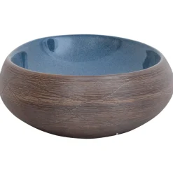vidaXL Opzetwasbak ovaal 59x40x15 cm keramiek bruin en blauw