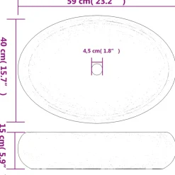 vidaXL Opzetwasbak ovaal 59x40x15 cm keramiek zandkleurig