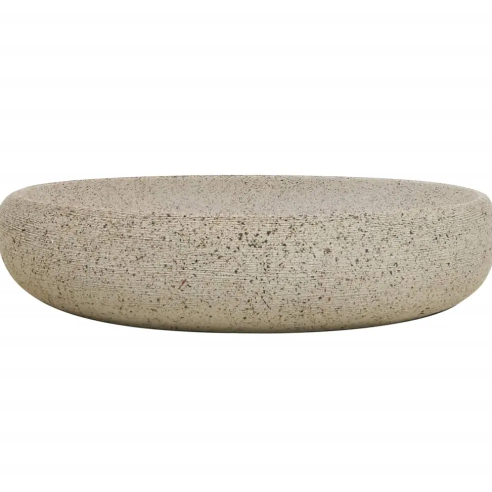 vidaXL Opzetwasbak ovaal 59x40x15 cm keramiek zandkleurig