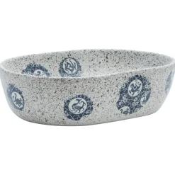 vidaXL Opzetwasbak ovaal 47x33x13 cm keramiek grijs en blauw
