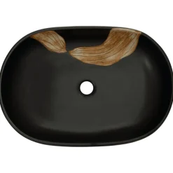 vidaXL Opzetwasbak ovaal 59x40x14 cm keramiek zwart