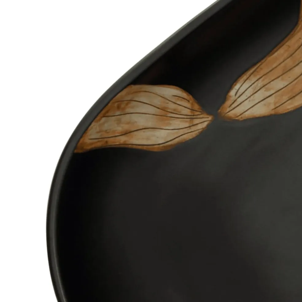 vidaXL Opzetwasbak ovaal 59x40x14 cm keramiek zwart