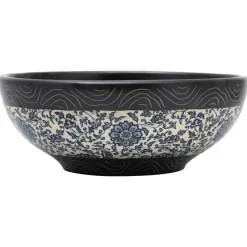 vidaXL Opzetwasbak rond Φ41x14 cm keramiek zwart en blauw