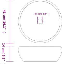 vidaXL Opzetwasbak rond Φ41x14 cm keramiek zwart en grijs