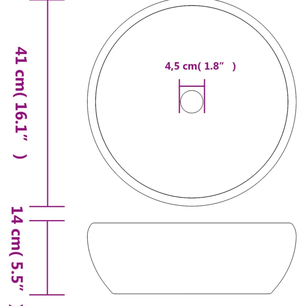 vidaXL Opzetwasbak rond Φ41x14 cm keramiek zwart en grijs