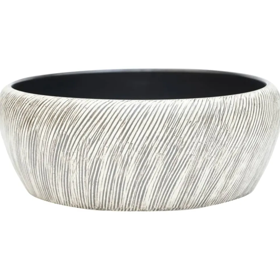 vidaXL Opzetwasbak rond Φ41x14 cm keramiek zwart en grijs