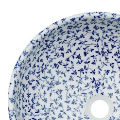vidaXL Opzetwasbak rond Φ41x14 cm keramiek wit en blauw
