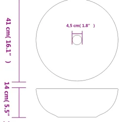 vidaXL Opzetwasbak rond Φ41x14 cm keramiek wit en rood