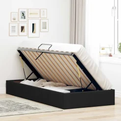 vidaXL Ottoman Bedframe met opslag Zwart 90 x 190 cm Stof
