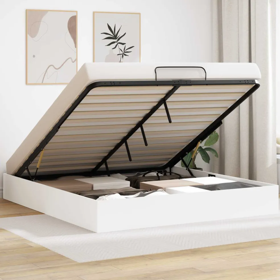 vidaXL Ottoman Bedframe Wit 180 x 200 cm Geconstrueerd hout