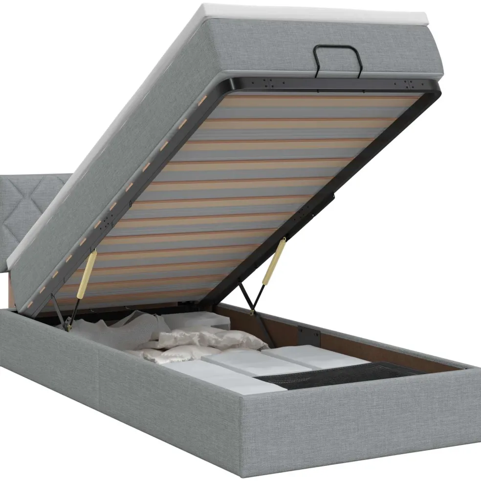 vidaXL Ottoman bed met matras Lichtgrijs 80 x 200 cm Stof