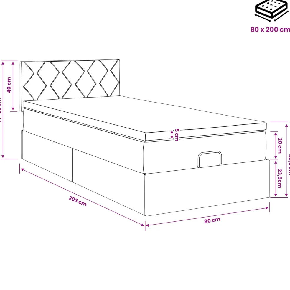 vidaXL Ottoman bed met matras Lichtgrijs 80 x 200 cm Stof