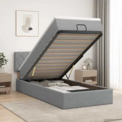 vidaXL Ottoman bed met matras Lichtgrijs 80 x 200 cm Stof
