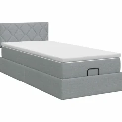 vidaXL Ottoman bed met matras Lichtgrijs 80 x 200 cm Stof