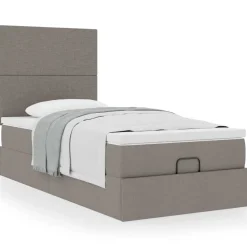 vidaXL Ottoman bed met matras 80x200cm stof taupe
