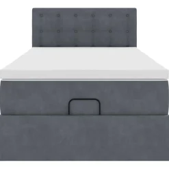 vidaXL Ottoman bed met matras en LED's 80x200cm fluweel donkergrijs