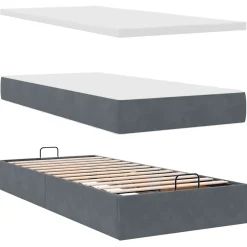 vidaXL Ottoman bed met matras en LED's 80x200cm fluweel donkergrijs