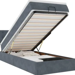 vidaXL Ottoman bed met matras en LED's 80x200cm fluweel donkergrijs