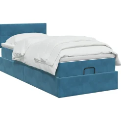 vidaXL Ottoman Bed met Matrassen en LED Donkerblauw 80 x 200 cm