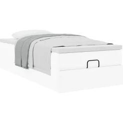 vidaXL Ottoman bed met matras 80x200 cm kunstleer wit