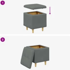 vidaXL Ottoman met Opbergruimte Donkergrijs 40 x 40 x 45 cm Stof