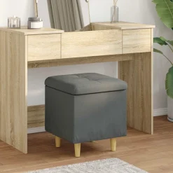 vidaXL Ottoman met Opbergruimte Donkergrijs 40 x 40 x 45 cm Stof