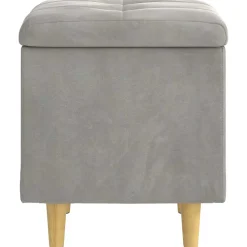 vidaXL Ottoman met Opbergruimte Lichtgrijs 40 x 40 x 45 cm Fluweel