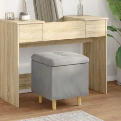 vidaXL Ottoman met Opbergruimte Lichtgrijs 40 x 40 x 45 cm Fluweel