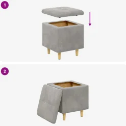 vidaXL Ottoman met Opbergruimte Lichtgrijs 40 x 40 x 45 cm Fluweel