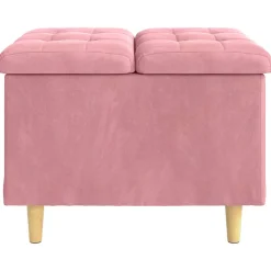 vidaXL Ottoman met Opbergruimte Roze 60 x 60 x 45 cm Fluweel