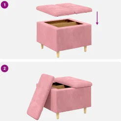 vidaXL Ottoman met Opbergruimte Roze 60 x 60 x 45 cm Fluweel