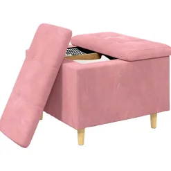 vidaXL Ottoman met Opbergruimte Roze 60 x 60 x 45 cm Fluweel