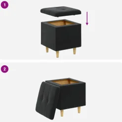vidaXL Ottoman met Opbergruimte Zwart 40 x 40 x 45 cm Fluweel