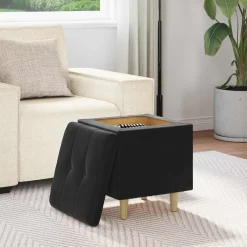 vidaXL Ottoman met Opbergruimte Zwart 40 x 40 x 45 cm Fluweel