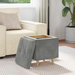 vidaXL Ottoman met Opbergruimte Donkergrijs 40 x 40 x 45 cm Fluweel