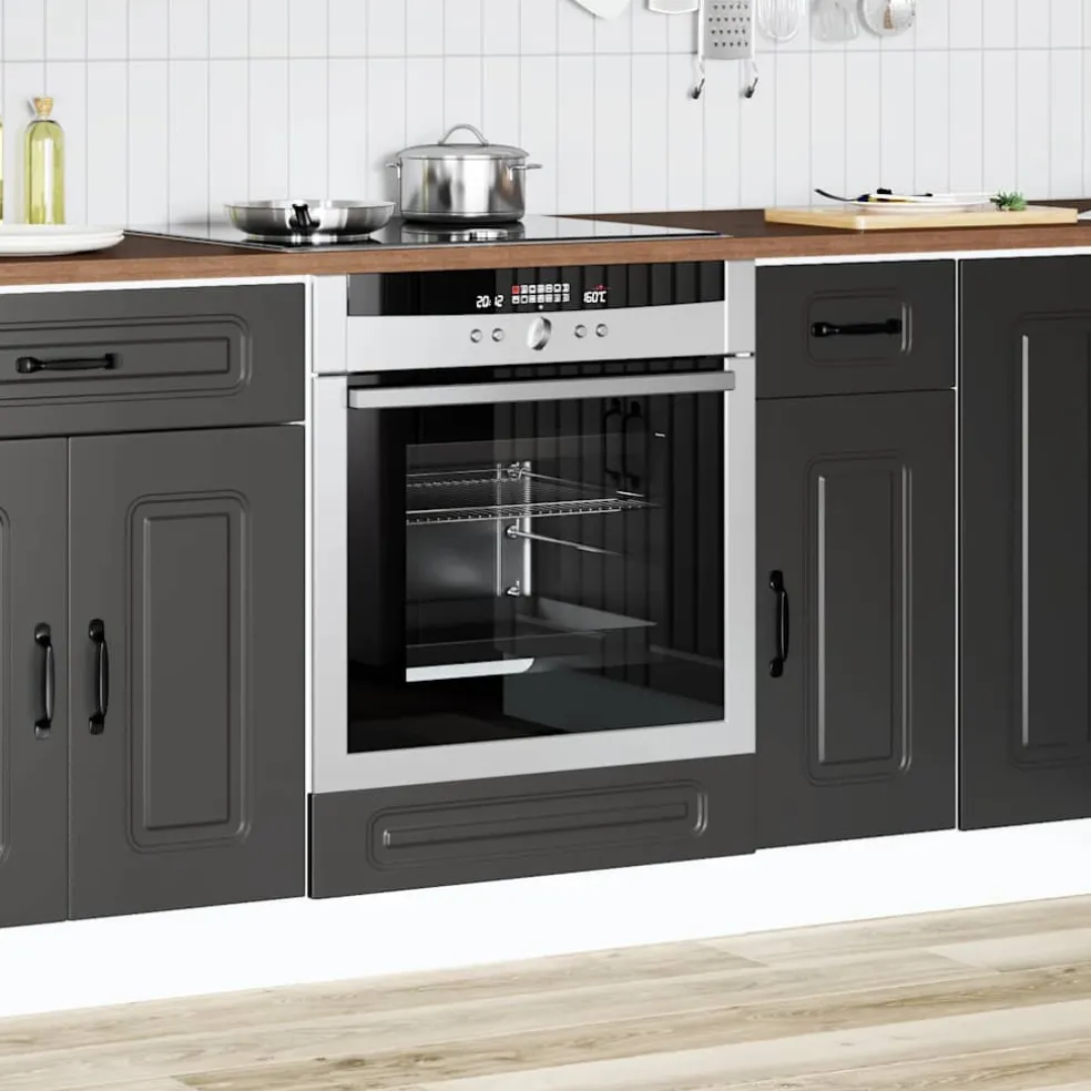 vidaXL Ovenkast Kalmar bewerkt hout zwart