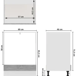 vidaXL Ovenkast Lyon 60x46x81,5 cm bewerkt hout betongrijs