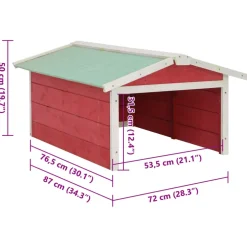 vidaXL Overkapping voor grasmaaier 72x87x50 cm vurenhout rood en wit
