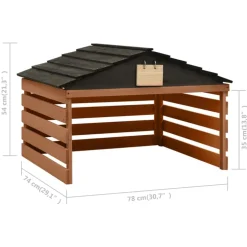 vidaXL Overkapping voor grasmaaier 78x74x54 cm vurenhout zwart bruin