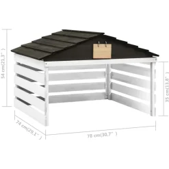 vidaXL Overkapping voor grasmaaier 78x74x54 cm vurenhout zwart en wit