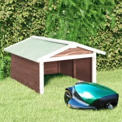 vidaXL Overkapping voor grasmaaier 72x87x50 cm vurenhout mokka en wit