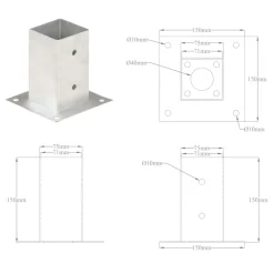 vidaXL Paalankers 4 st 71 mm gegalvaniseerd metaal