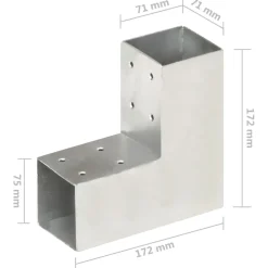 vidaXL Paalverbinding L-vorm 71x71 mm gegalvaniseerd metaal