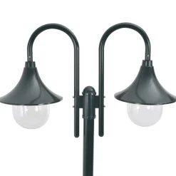 vidaXL Paalverlichting tuin E27 220 cm aluminium donkergroen 2-delig