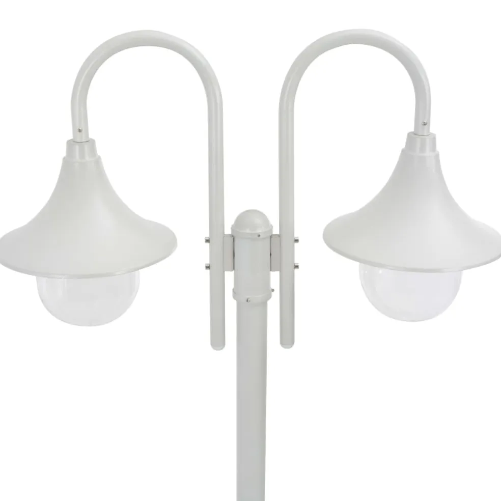 vidaXL Paalverlichting tuin E27 220 cm aluminium wit 2-delig